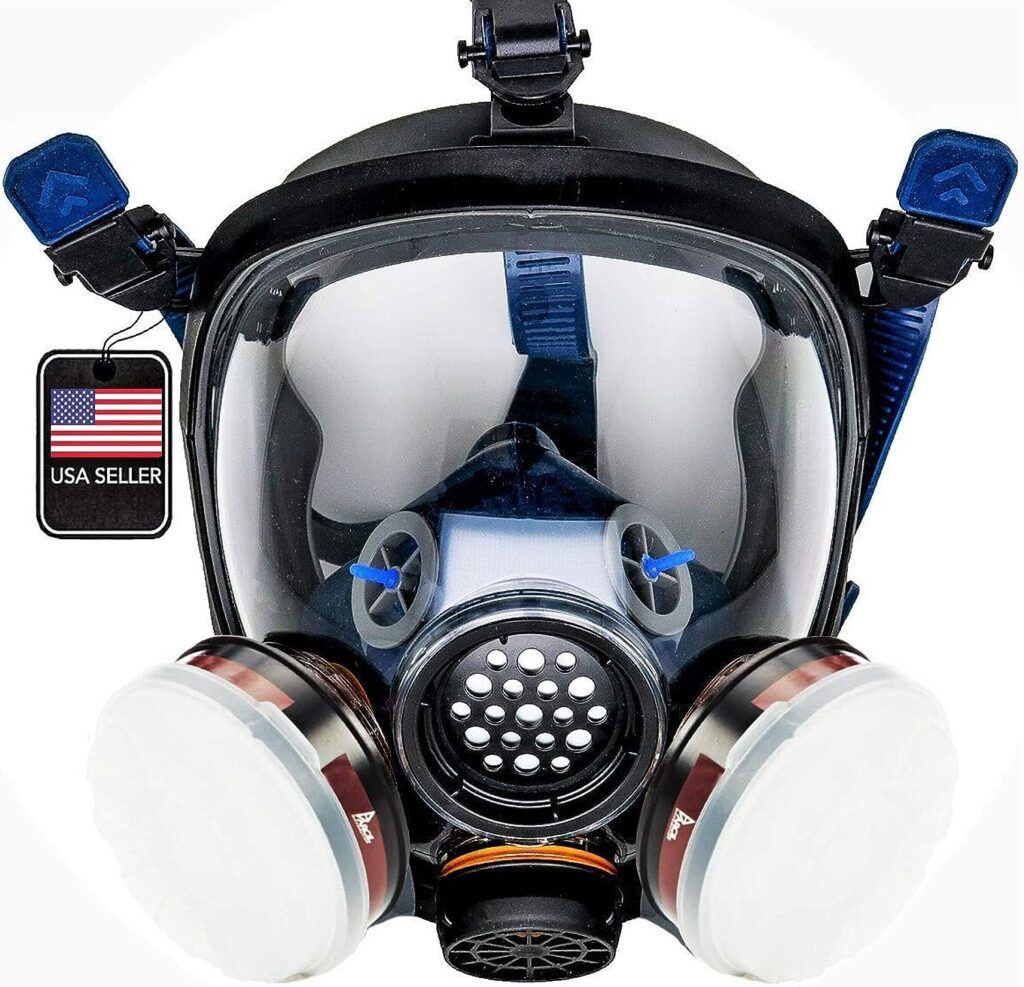 Full Face Organic Vapor, Chemical,  Particulate Respirator - 1 Year Manufacturer Warranty - Reusable Eye Protection Mask
