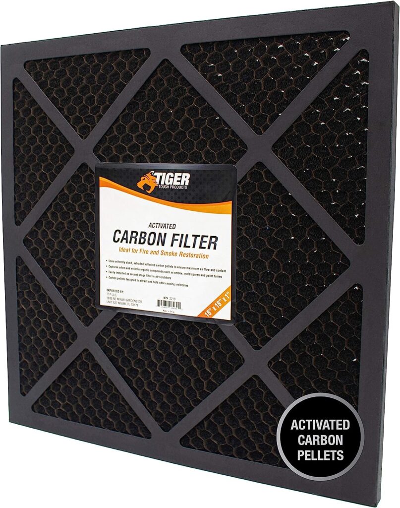 Tiger Tough HEPA 500 Activated Carbon Filter for Air Scrubbers - Ideal for Fire Restoration, Mold Remediation (1, 18 x 18 x 1)